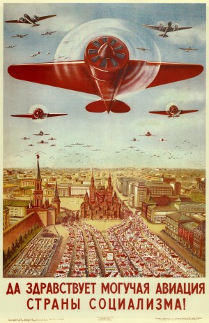 Russian Vintage Red Plane Poster